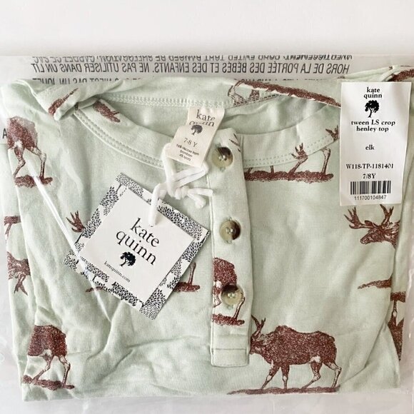 NWT Kate Quinn Organics Crop Henley Top 7-8 Years - Picture 5 of 7
